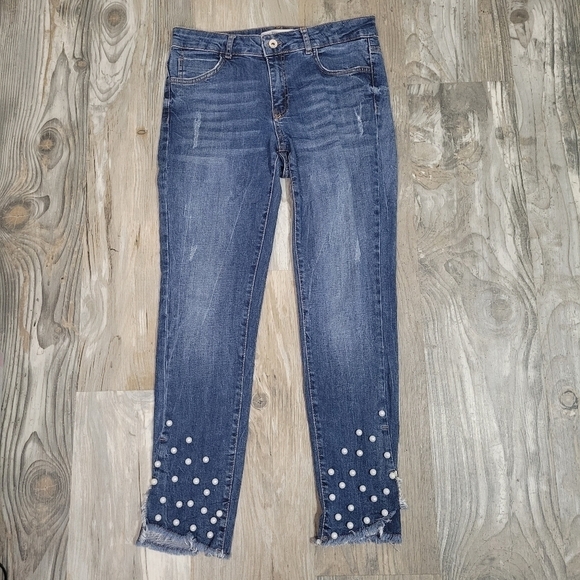 Zara Beaded raw hem jeans size 6 - Picture 1 of 4